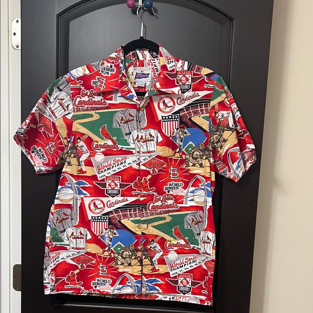 NWOT Cardinals Themed Camp Shirt